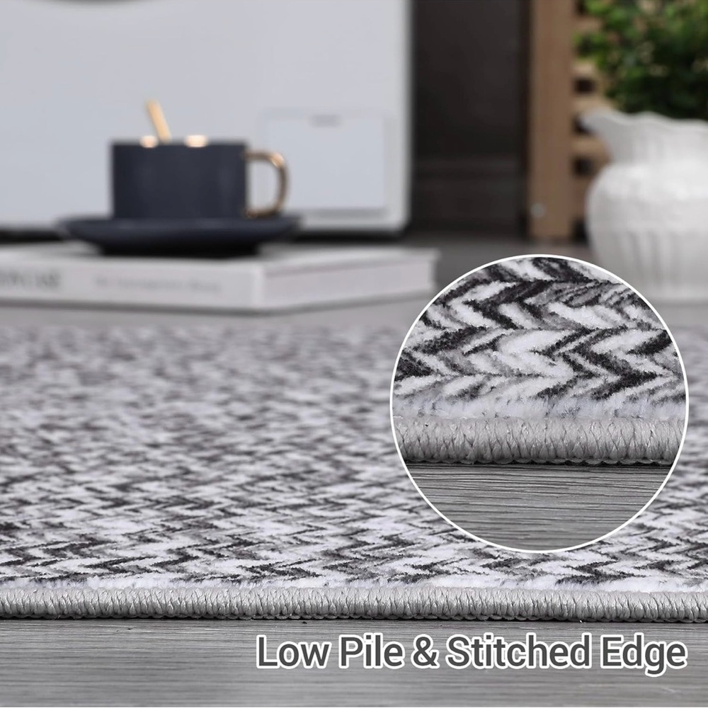 Gray and White Patterned Runner Rug - Picture 4 of 7